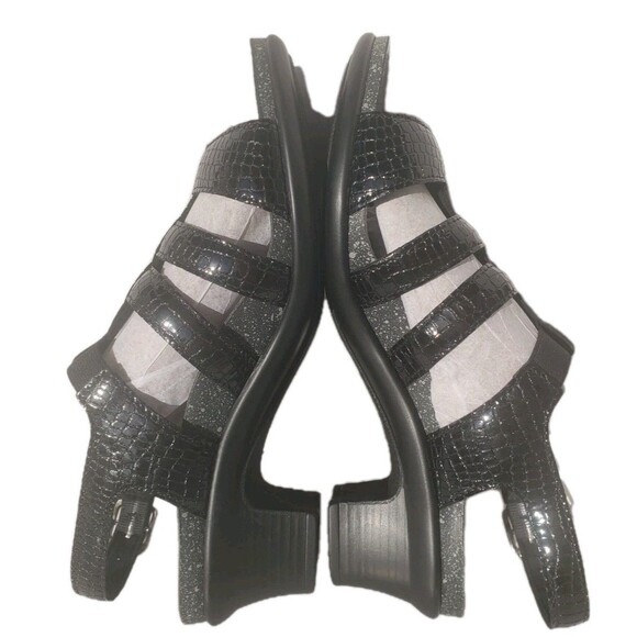 SAS Allegro Sandals Shoes Womens Size 8 Black Crocodile Embossed Patent Leather - Picture 3 of 14